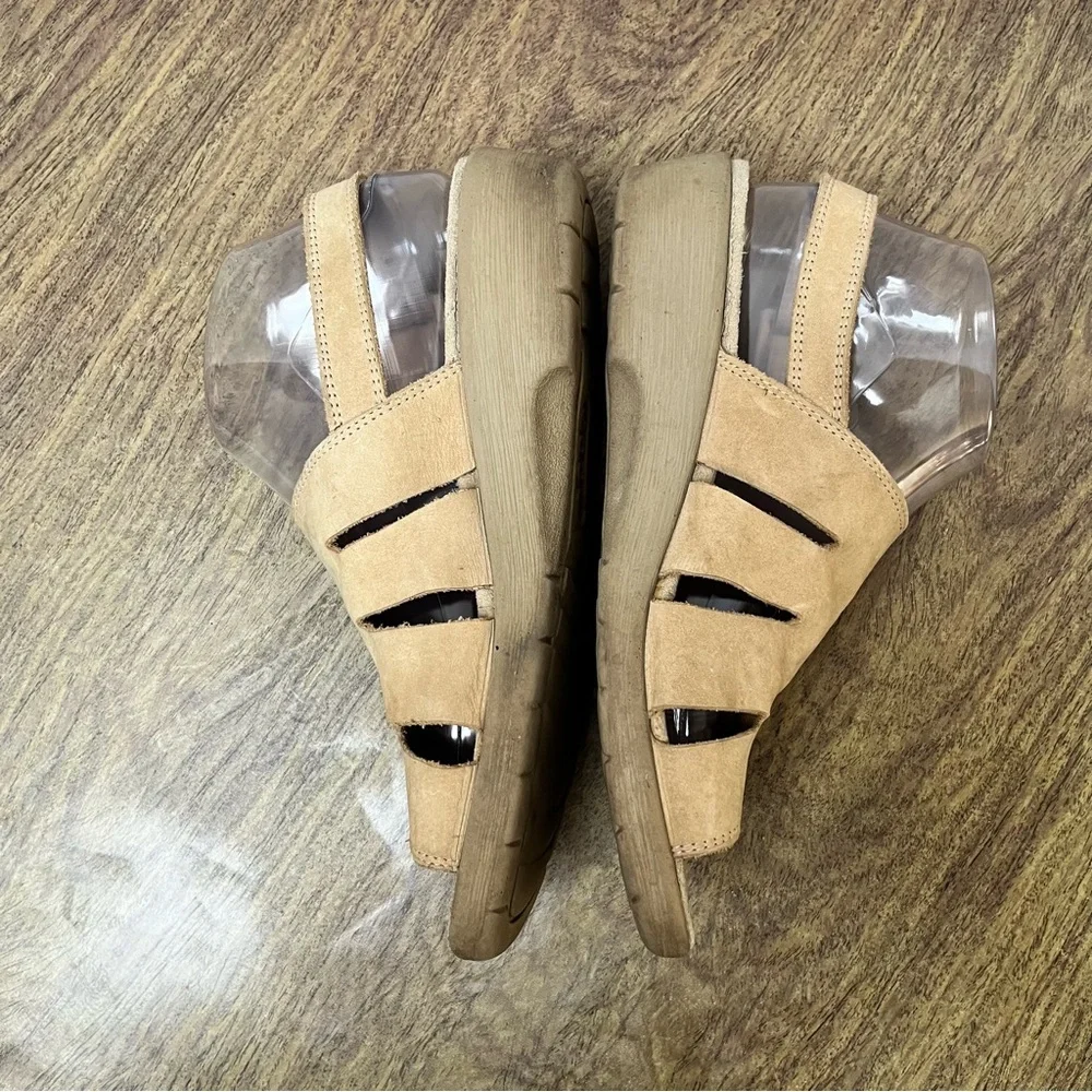 ECCO Beige Leather Wedge Sandals Size 39